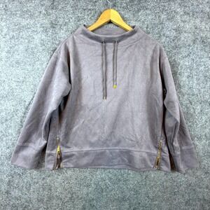 Ikka Sweatshirt Womens L Purple Gray Super Soft Oversized Boxy Side Zip